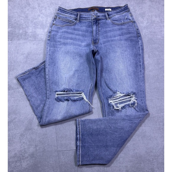 Judy Blue Denim - Judy Blue Jeans Womens 16W (34x30) Boyfriend Straight Slim Midrise Stretch USA